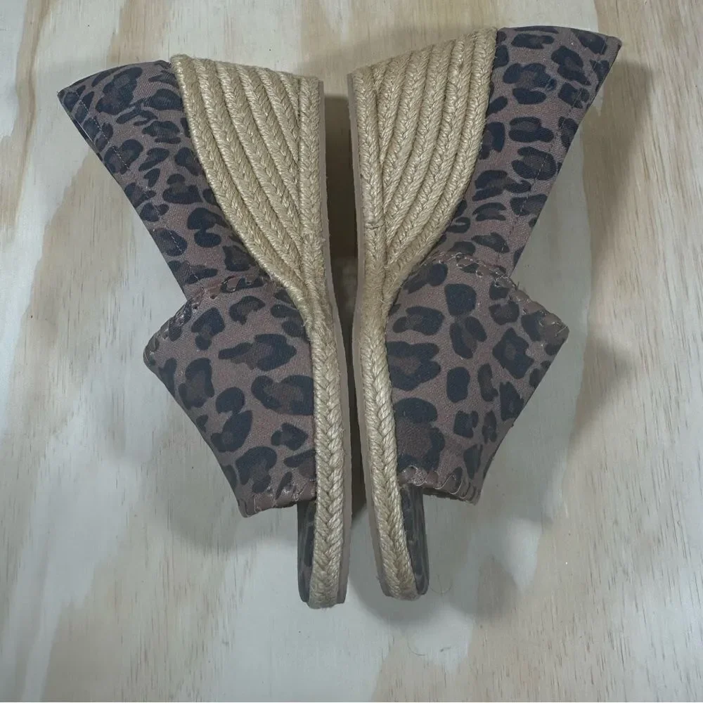 Jack Rogers Palmer Wedge Leopard Espadrille Sandals Women’s Size 8.5